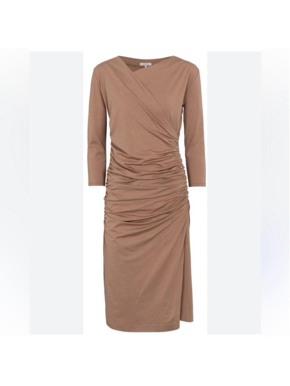 DOROTHEE SCHUMACHER FASCINATING DRAPES SHIRT DRESS Light Mocha Shaping Medium - Picture 3 of 7